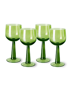 HK Living AGL4470 The Emeralds wijnglas lang 200 ml glas groen 4 stuks 