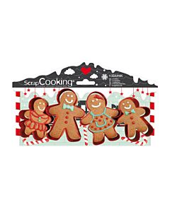 Scrapcooking Gingerbreadman koekjes uitsteekvorm 4 stuks rvs rood