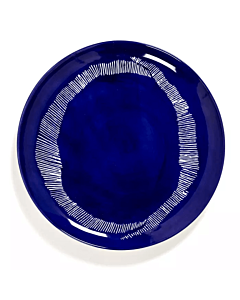 Serax Feast by Ottolenghi bord M ø 22 cm h 2 cm aardewerk Lapis Lazuli + Swirl-Stripes White