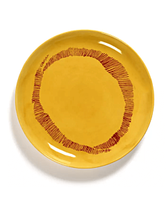 Serax Feast by Ottolenghi bord S ø 19 cm h 2 cm aardewerk Sunny Yellow + Swirl-Stripes Red