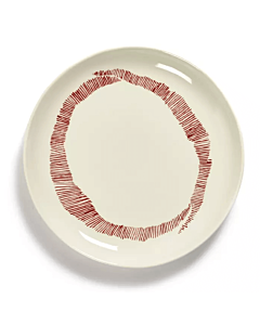 Serax Feast by Ottolenghi bord S ø 19 cm h 2 cm aardewerk White + Swirl-Stripes Red