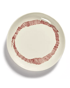 Serax Feast by Ottolenghi bord XS ø 16 cm h 2 cm aardewerk White + Swirl-Stripes Red