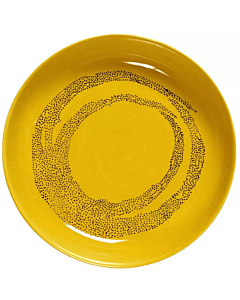 Serax Feast by Ottolenghi hoog bord ø 22 cm h 4 cm aardewerk Sunny Yellow + Swirl-Dots Black
