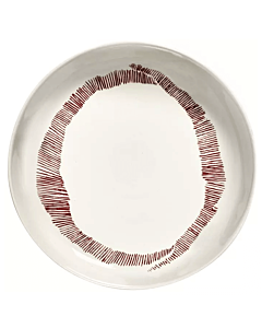 Serax Feast by Ottolenghi hoog bord ø 22 cm h 4 cm aardewerk White + Swirl-Stripes Red