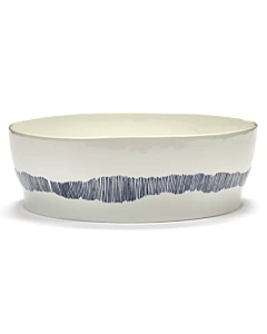 Serax Feast by Ottolenghi saladekom ø 27,5 cm h 9,5 cm aardewerk White + Swirl-Stripes Blue