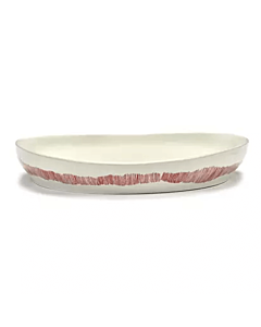 Serax Feast by Ottolenghi serveerschaal L ø 36 cm h 6 cm aardewerk White + Swirl Stripes Red