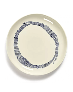 Serax Feast by Ottolenghi bord L ø 26 cm h 2 cm aardewerk White + Swirl-Stripes Blue