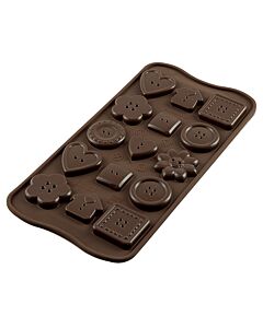 Silikomart EasyChoc Choco Buttons bonbonvorm 21 cm silicone bruin