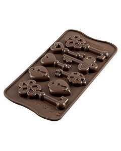 Silikomart EasyChoc Choco Keys bakvorm 21,5 x 10,5 cm silicone bruin