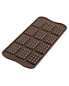 Silikomart EasyChoc Tablette bonbonvorm 12 chocoladerepen 3,7 cm silicone bruin