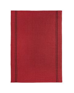 Charvet COUNTRY theedoek 52 x 75 cm gewassen rood met donkere streep