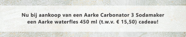 Marketingbanner gratis Aarke waterfles 450 ml bij Aarke Carbonator 3