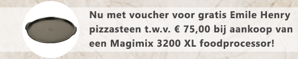 Marketingbanner gratis pizzasteen bij Magimix 3200 XL - voorjaar 2021
